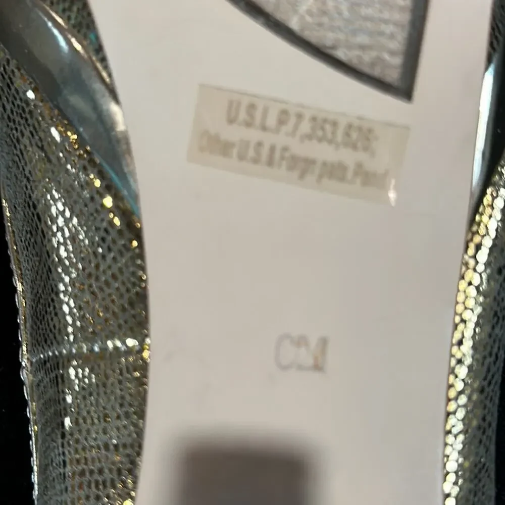 Marc fisher metallic textured gold 4.5” stiletto heel shoes 1”‎ platform size 6